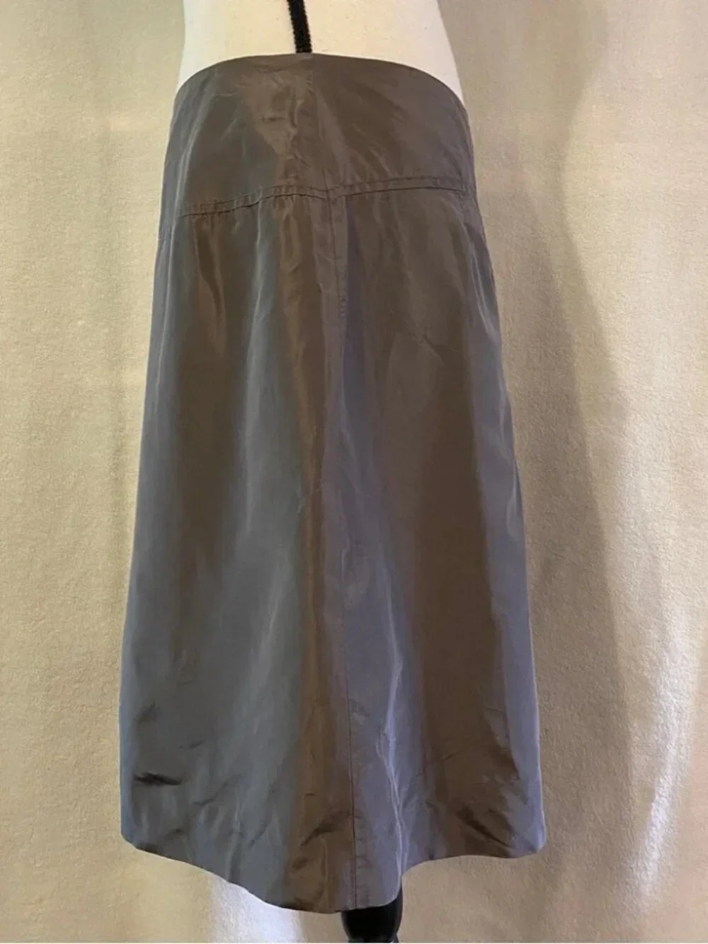 J. Crew warm taupe brown silk taffeta pleated a-line skirt